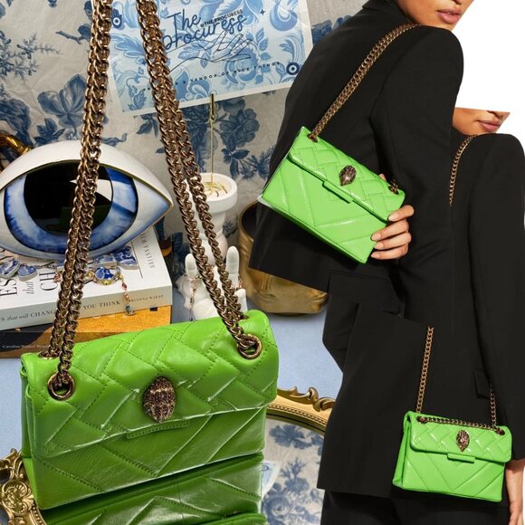 🆕 KURT GEIGER LONDON 🧿 NWOT Leather Mini Kensington Bag, Neon Green